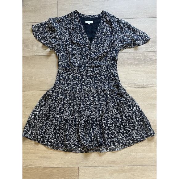 Equipment Femme Women's Blue Floral Silk Layered Mini Dress Size 6 - Picture 1 of 5